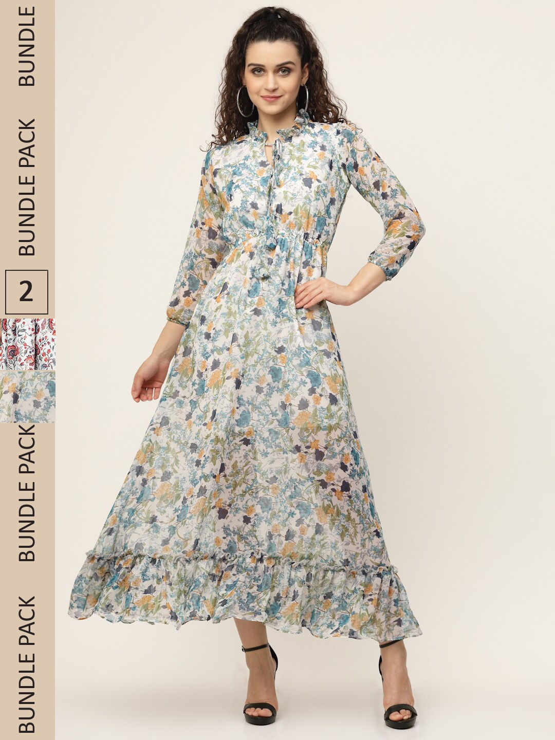

MISS AYSE Off White & White Pack of 2 Floral Midi Dress