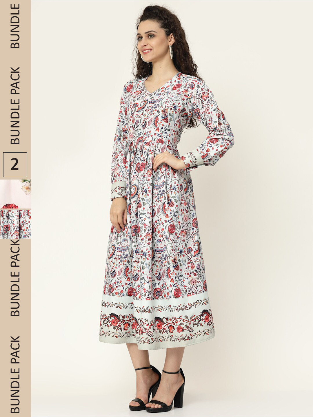 

MISS AYSE White & Off White Pack of 2 Floral Midi Dress
