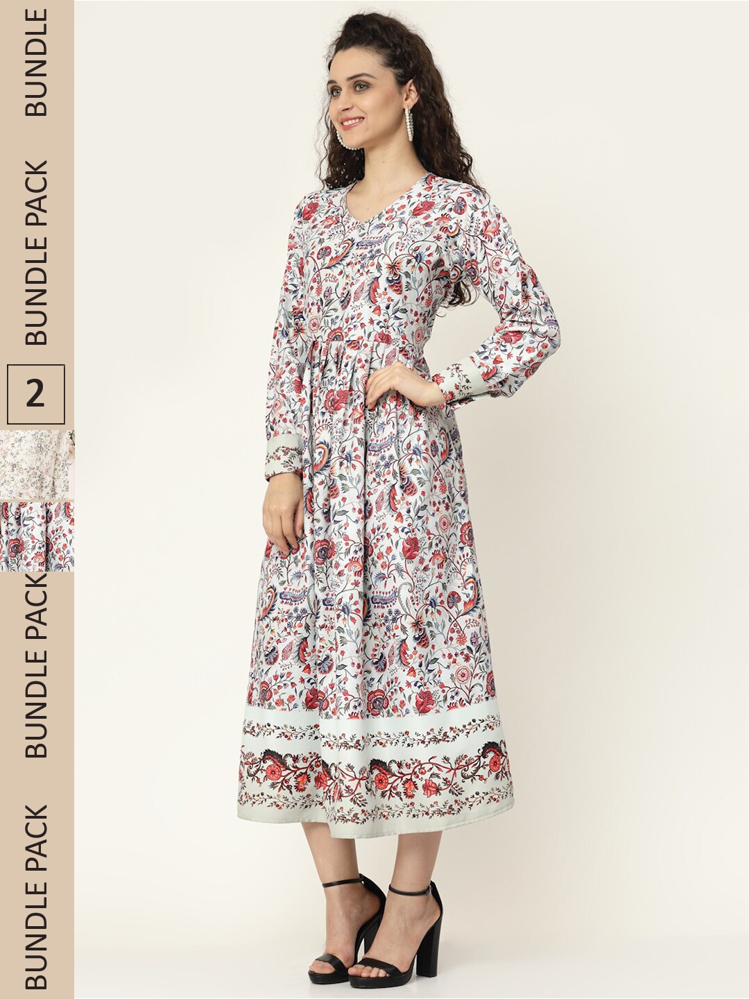 

MISS AYSE White & Off White Pack of 2 Floral Midi Dress