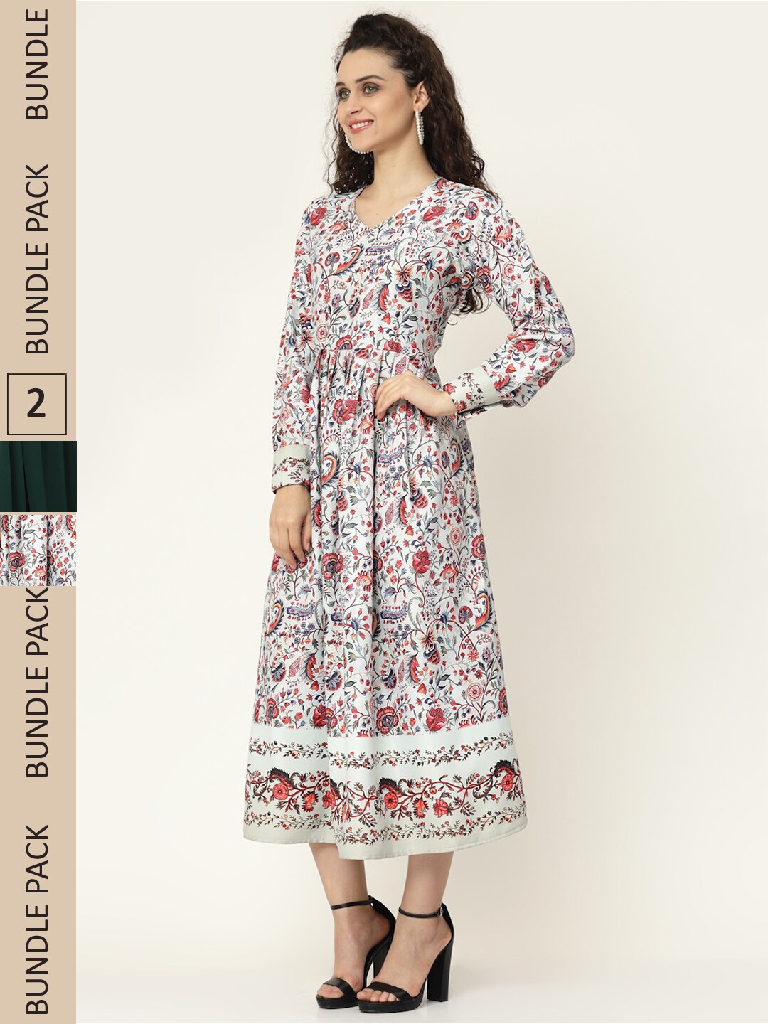 

MISS AYSE White & Black Pack of 2 Floral Midi Dress