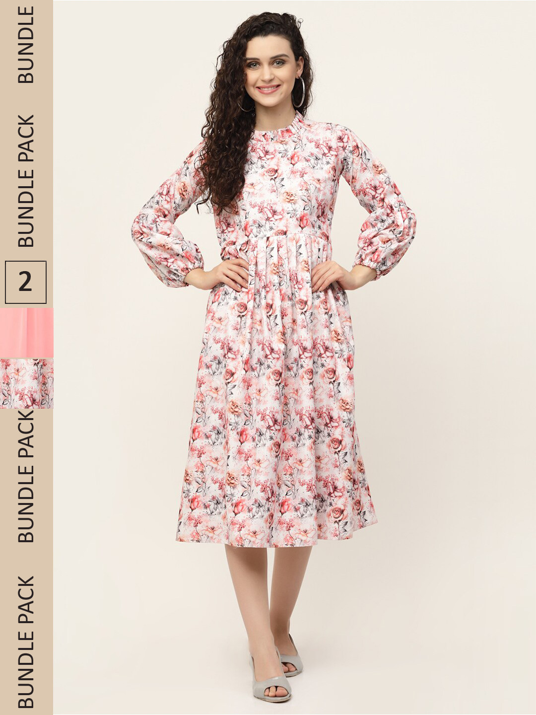 

MISS AYSE White & Peach-Coloured Pack of 2 Maxi Dress