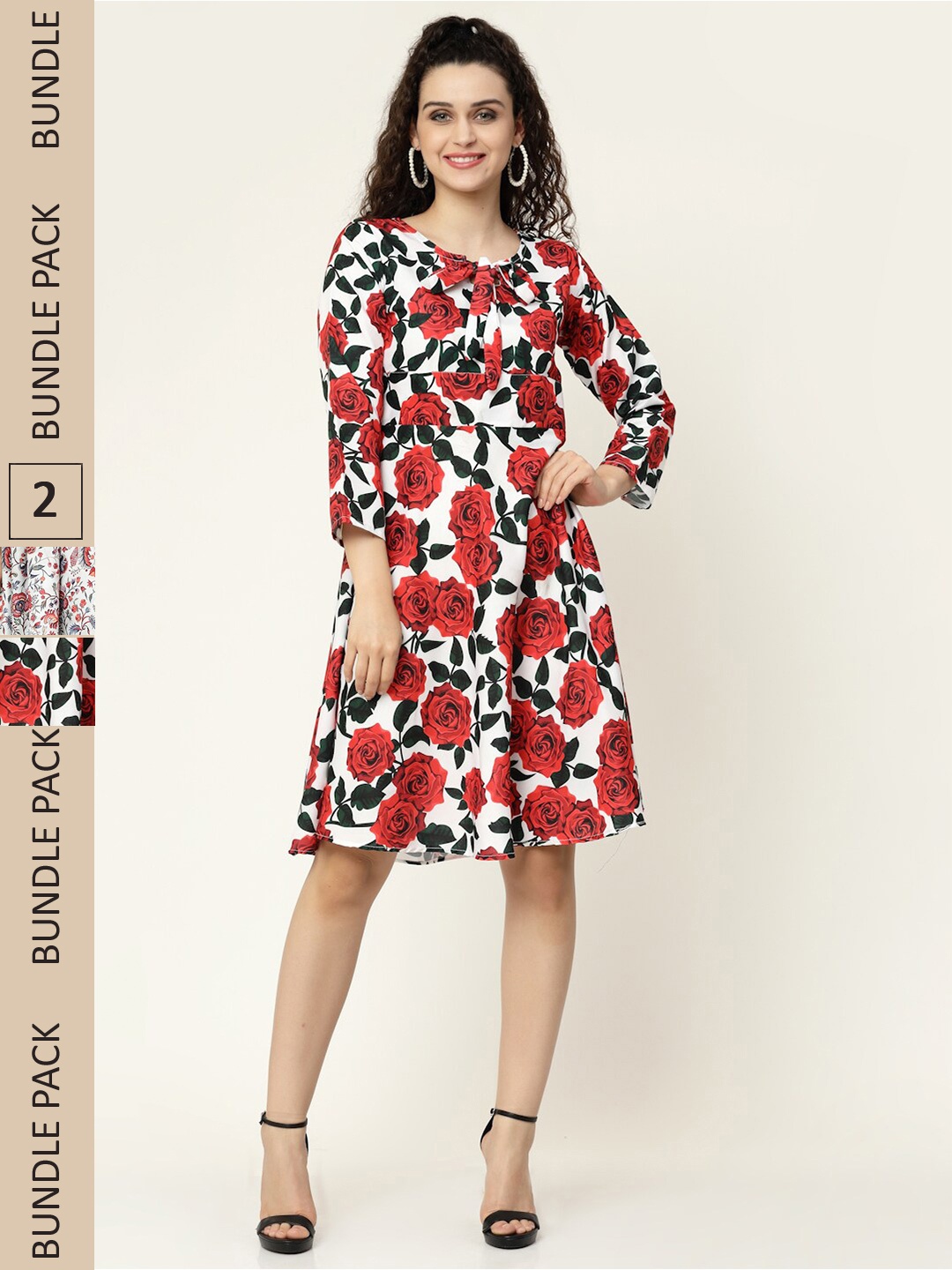 

MISS AYSE Red & White Pack of 2 Floral Midi Dress