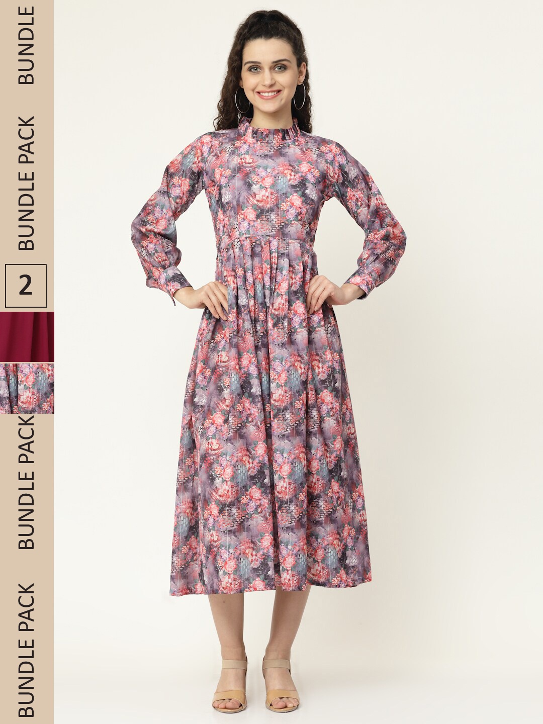

MISS AYSE Purple & Maroon Pack of 2 Maxi Dress