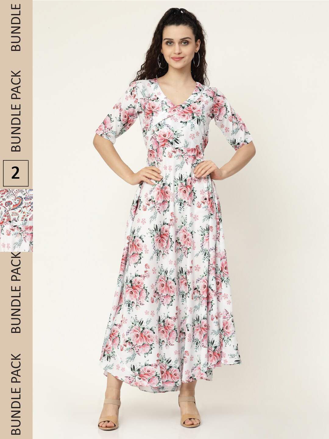 

MISS AYSE White & Off White Pack of 2 Floral Midi Dress