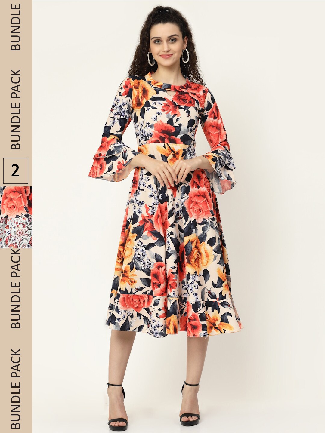 

MISS AYSE Off White & White Pack of 2 Floral Midi Dress
