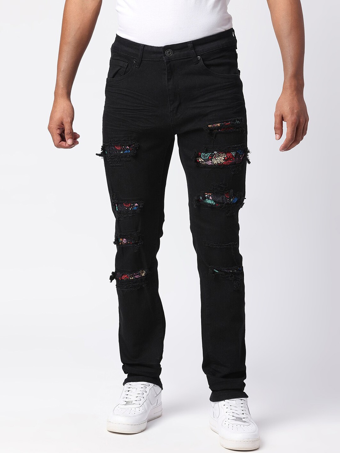 

WAIMEA Men Black Skinny Fit Mildly Distressed Jeans