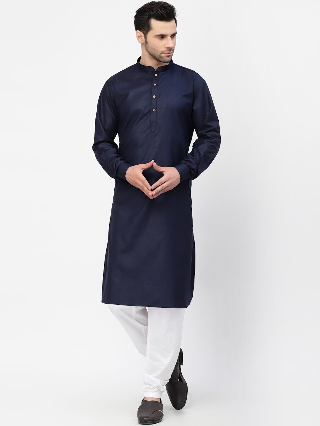 

MOHANLAL SONS Men Navy Blue Pure Cotton Kurta with Churidar