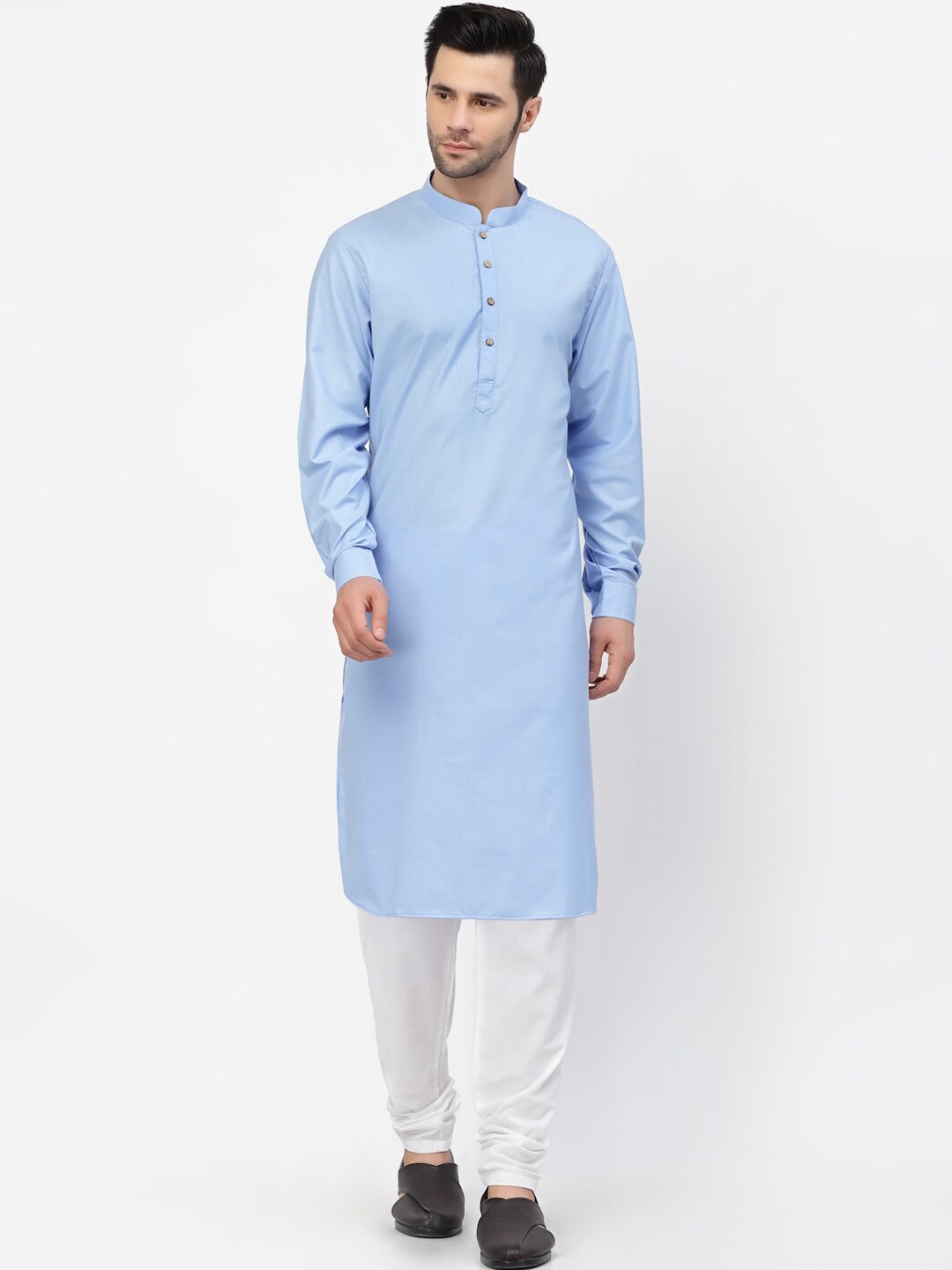 

MOHANLAL SONS Men Blue Pure Cotton Kurta with Churidar