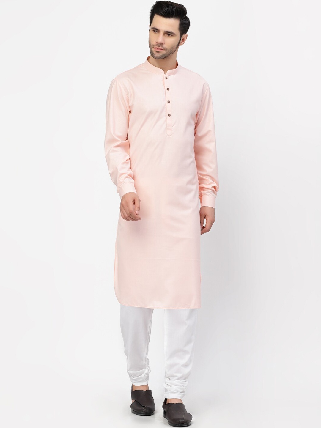 

MOHANLAL SONS Mandarin Collar Pure Cotton Kurta with Churidar, Pink