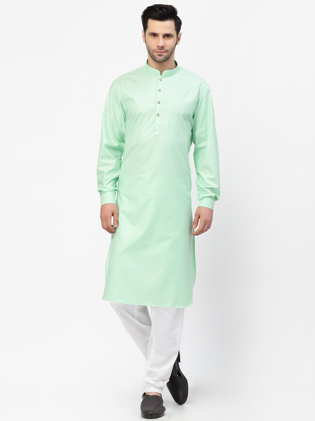 

MOHANLAL SONS Men Sea Green Pure Cotton Kurta with Churidar