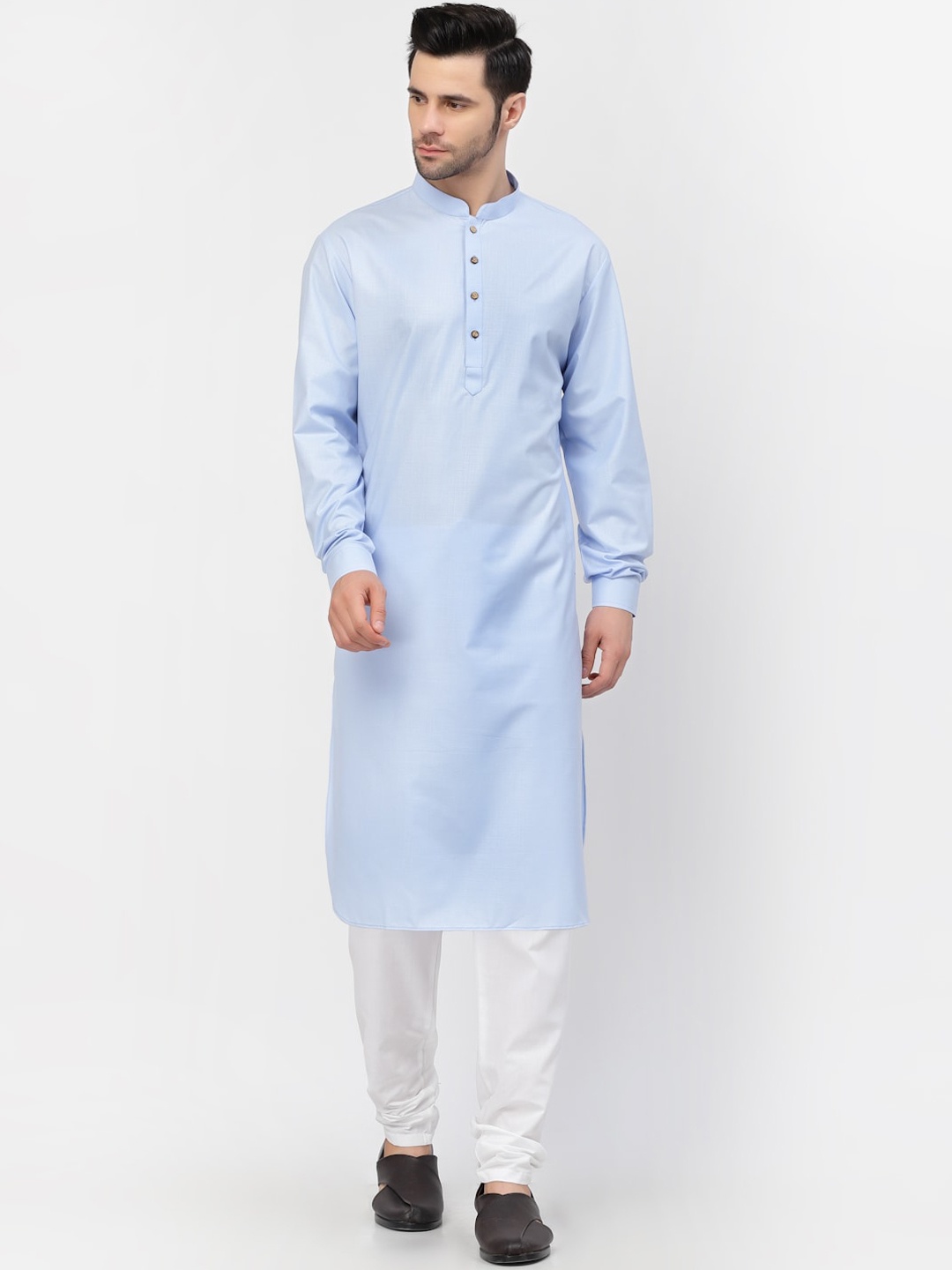 

MOHANLAL SONS Men Blue Pure Cotton Kurta with Churidar