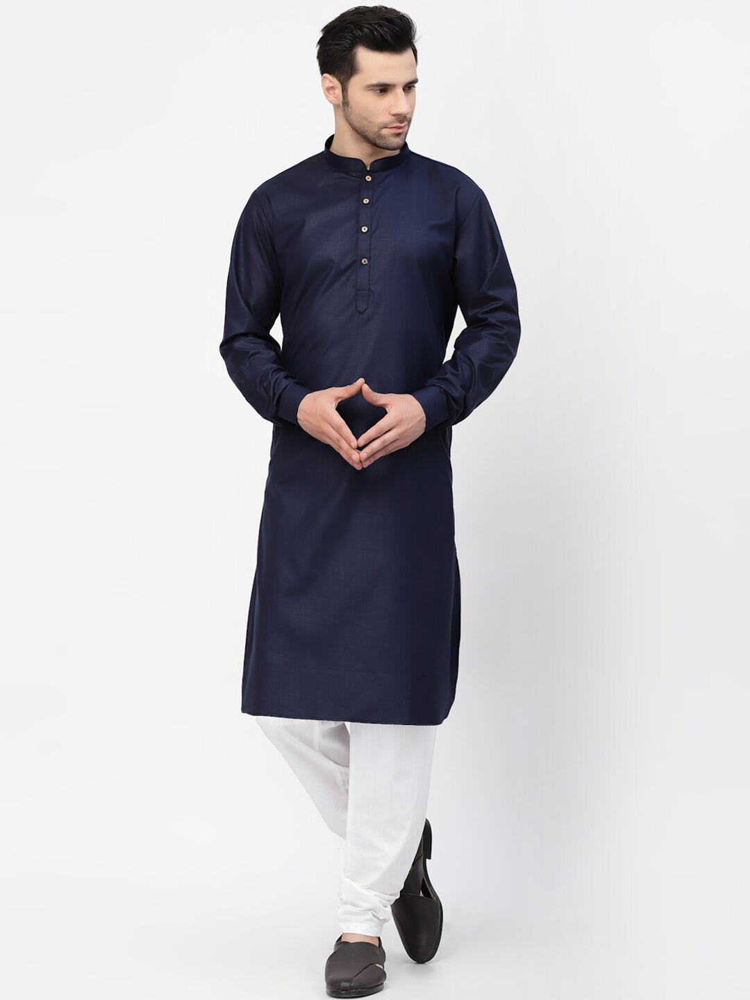 

MOHANLAL SONS Men Navy Blue Pure Cotton Kurta with Pyjamas
