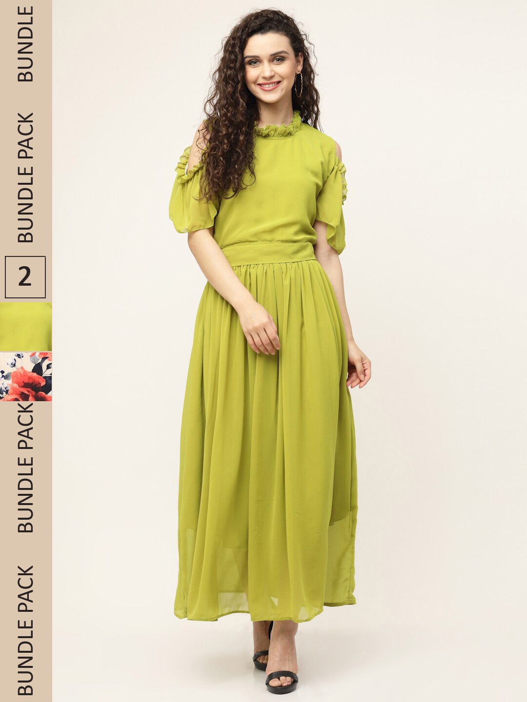 

MISS AYSE Green & Red Pack of 2 Floral Printed Maxi Dress