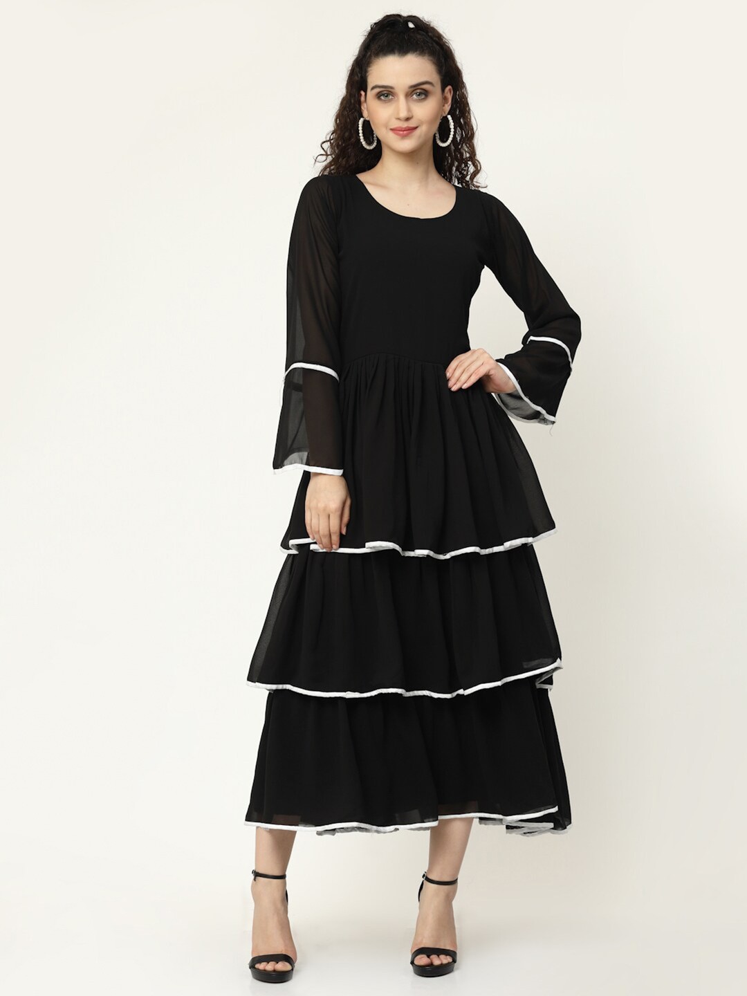 

MISS AYSE Black Georgette Midi Dress