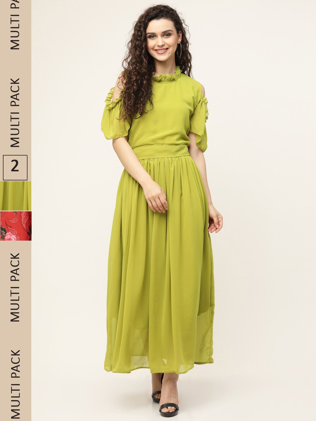

MISS AYSE Pack of 2 Georgette Maxi Maxi Dress, Green