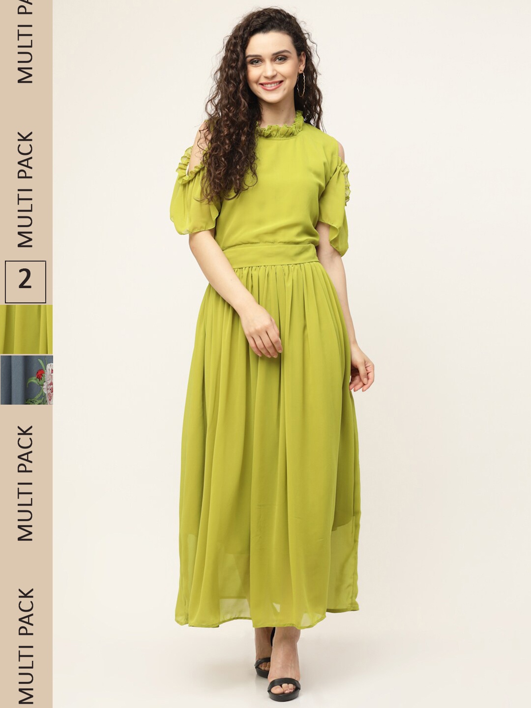 

MISS AYSE Green & Grey Pack of 2 Georgette Maxi Dress
