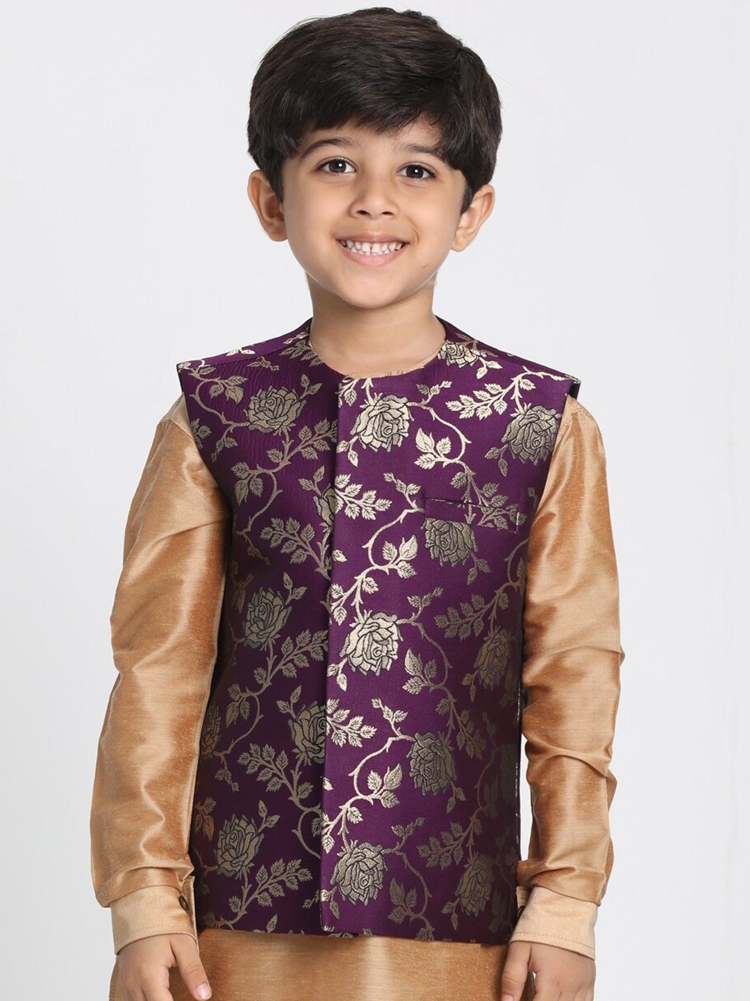 

JBN Creation Boys Purple Embellished Nehru Jacket