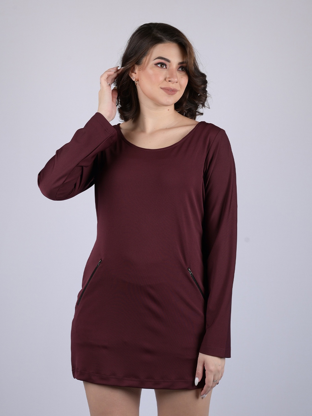 

OWO THE LABEL Maroon Sheath Dress