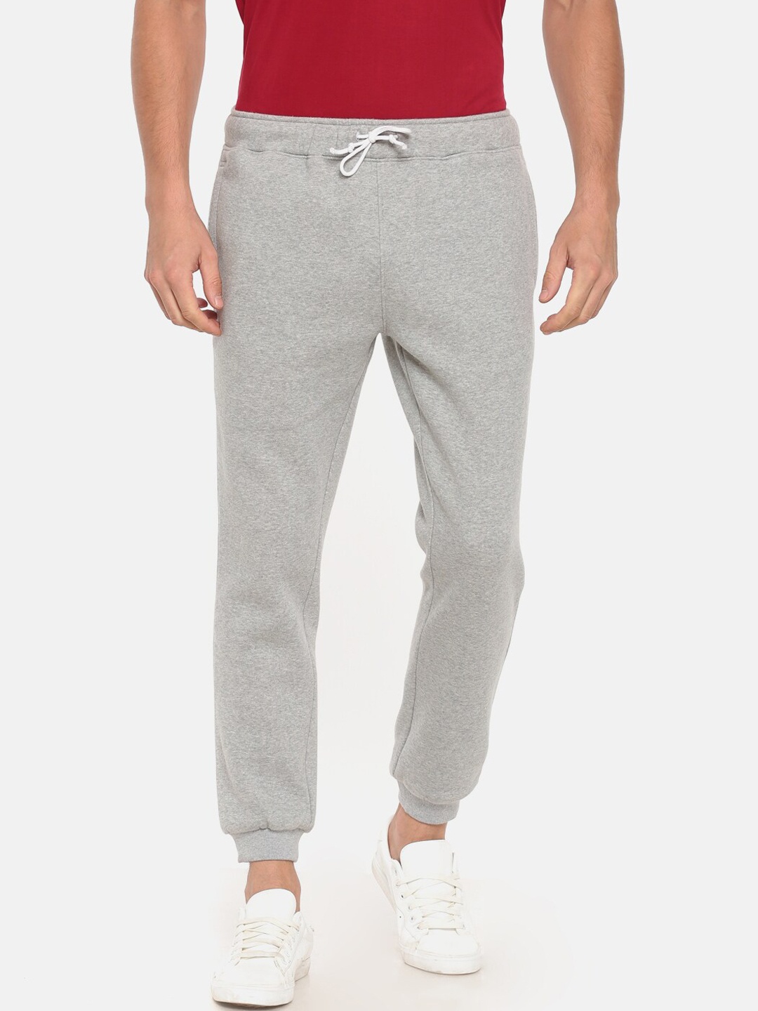 

t-base Men Grey Melange Solid Cotton Joggers