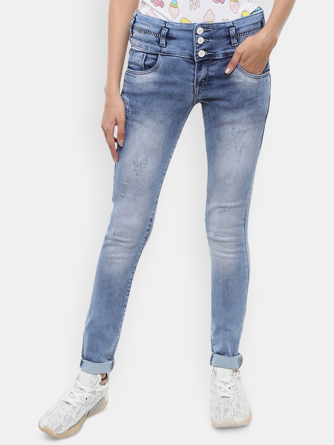 

V-Mart Women Blue Classic High-Rise Heavy Fade Jeans