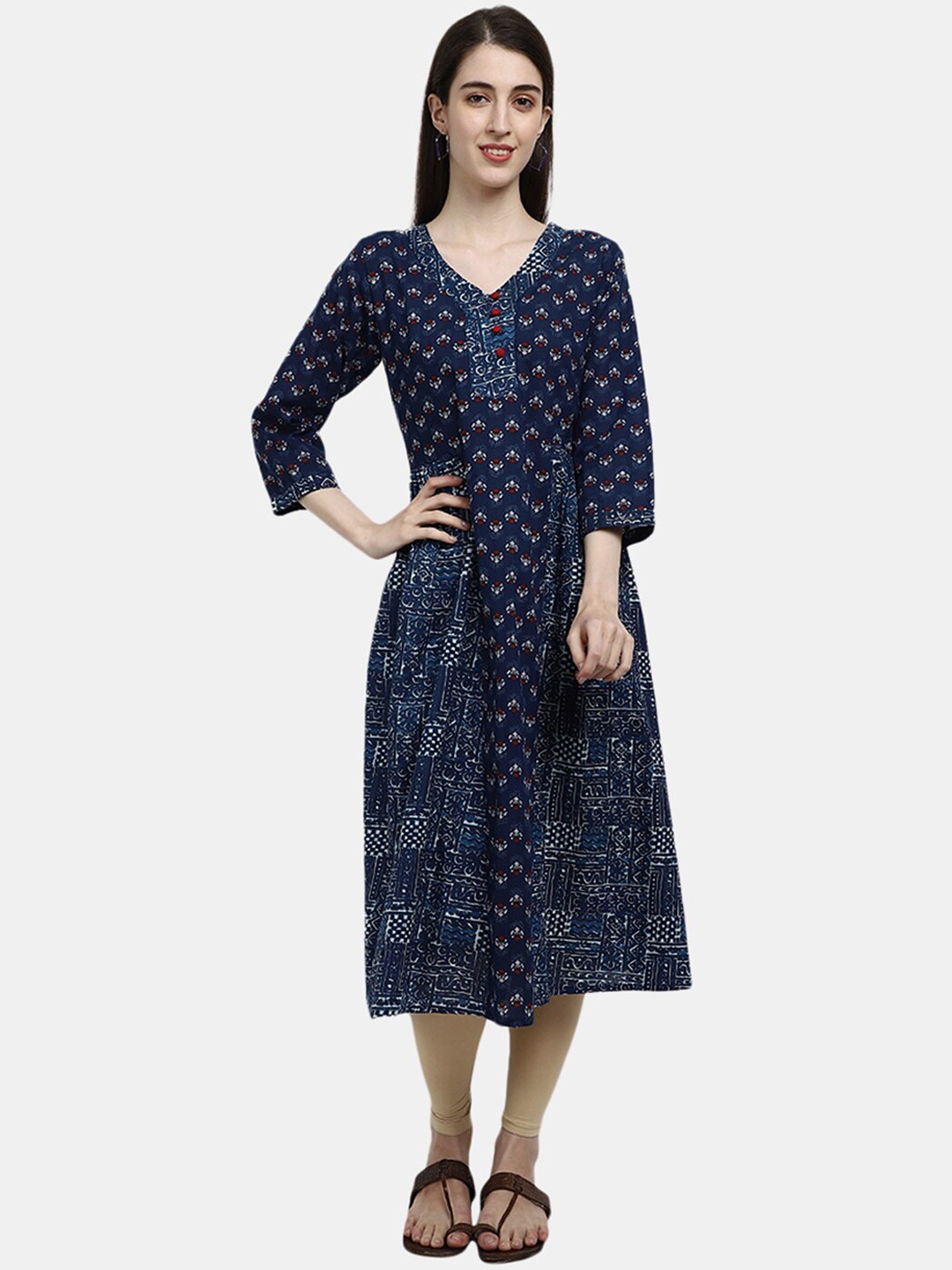

V-Mart Women Blue Ethnic Motifs Printed Cotton Kurta