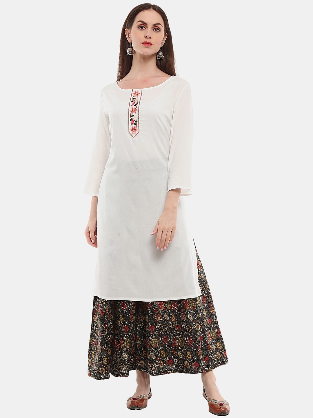 

V-Mart Round Neck Straight Kurta, White