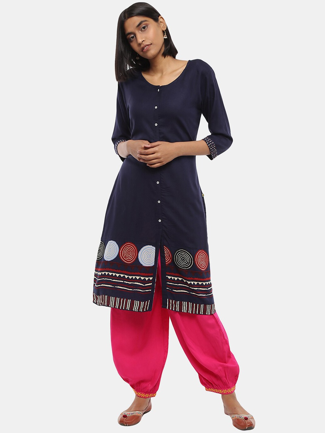 

V-Mart Abstract Printed A-Line Regular Kurta, Navy blue