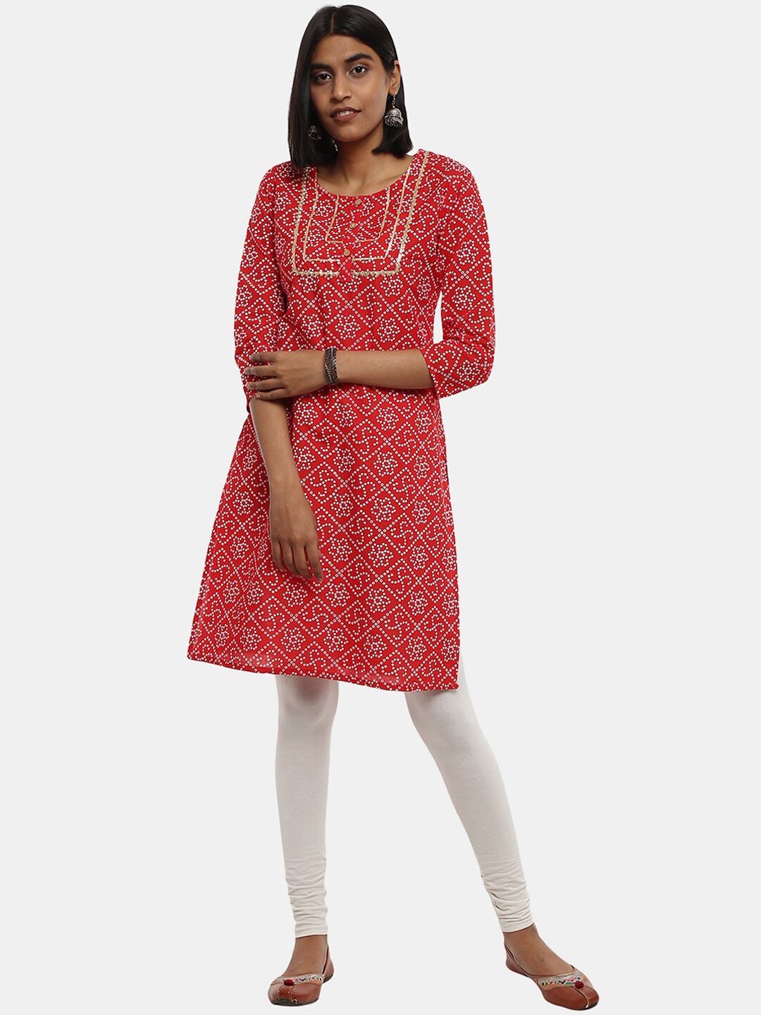 

V-Mart Women Red Cotton Bandhani Printed Kurta