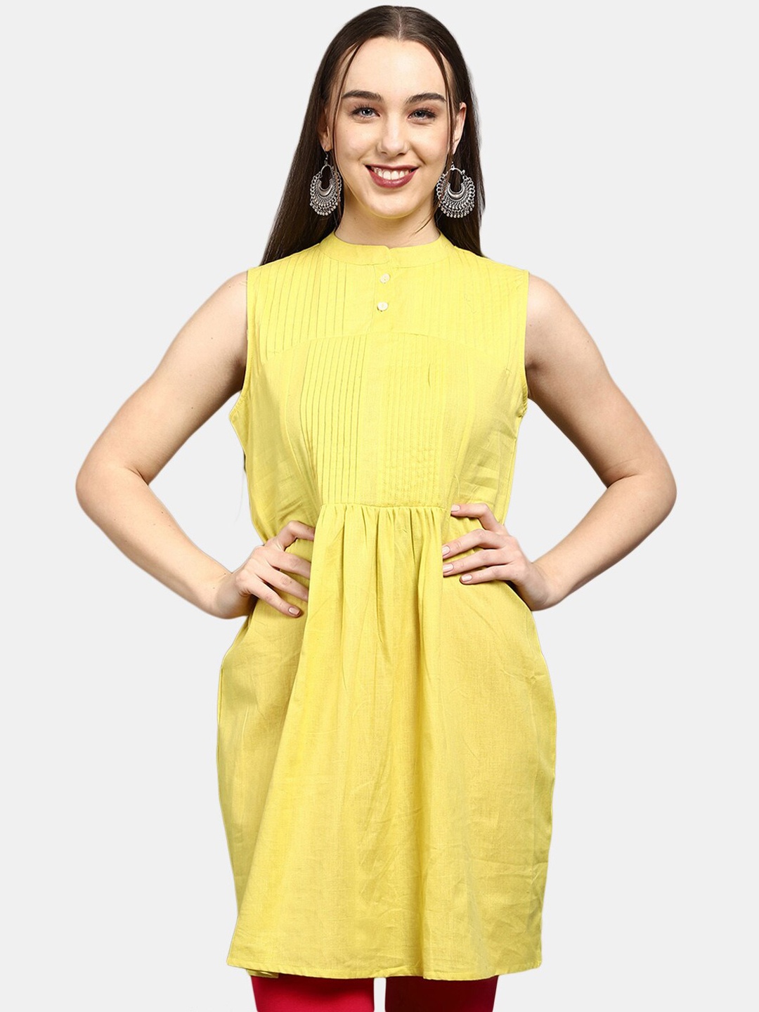 

V-Mart Women Yellow Embroidered Kurta