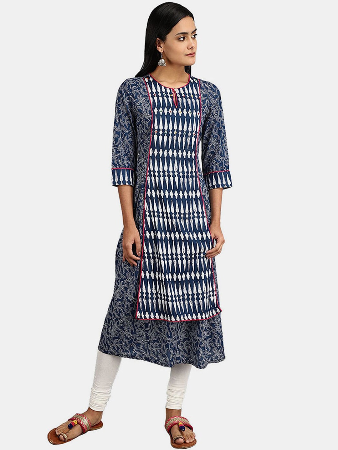 

V-Mart Floral Printed Cotton Kurta, Blue