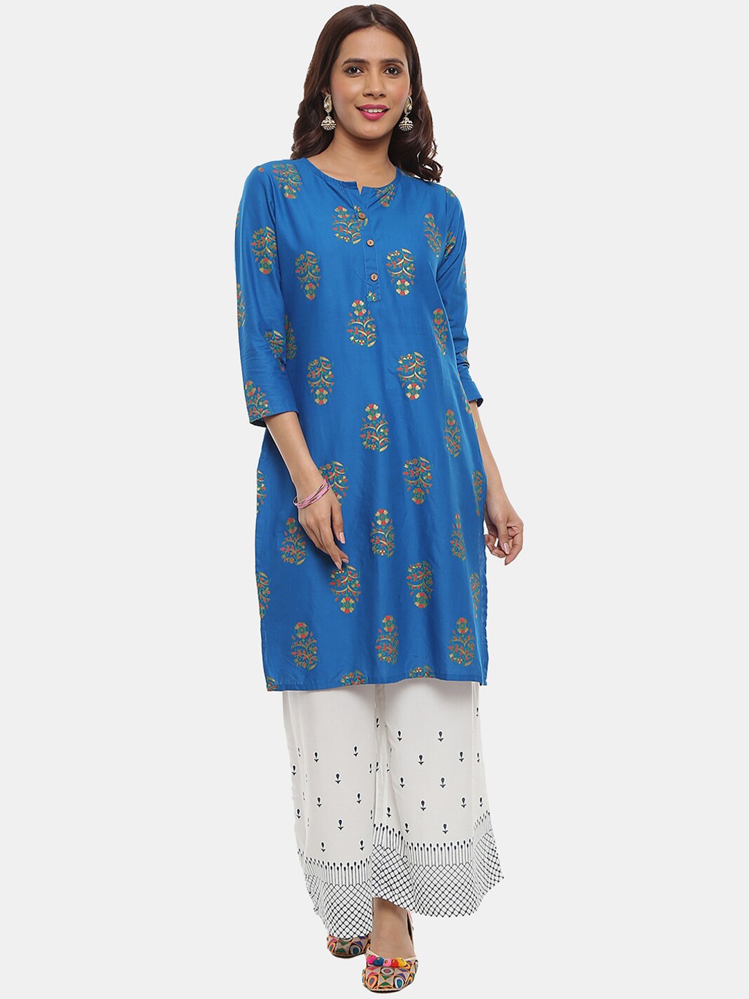 

V-Mart Floral Printed Cotton Kurta, Blue