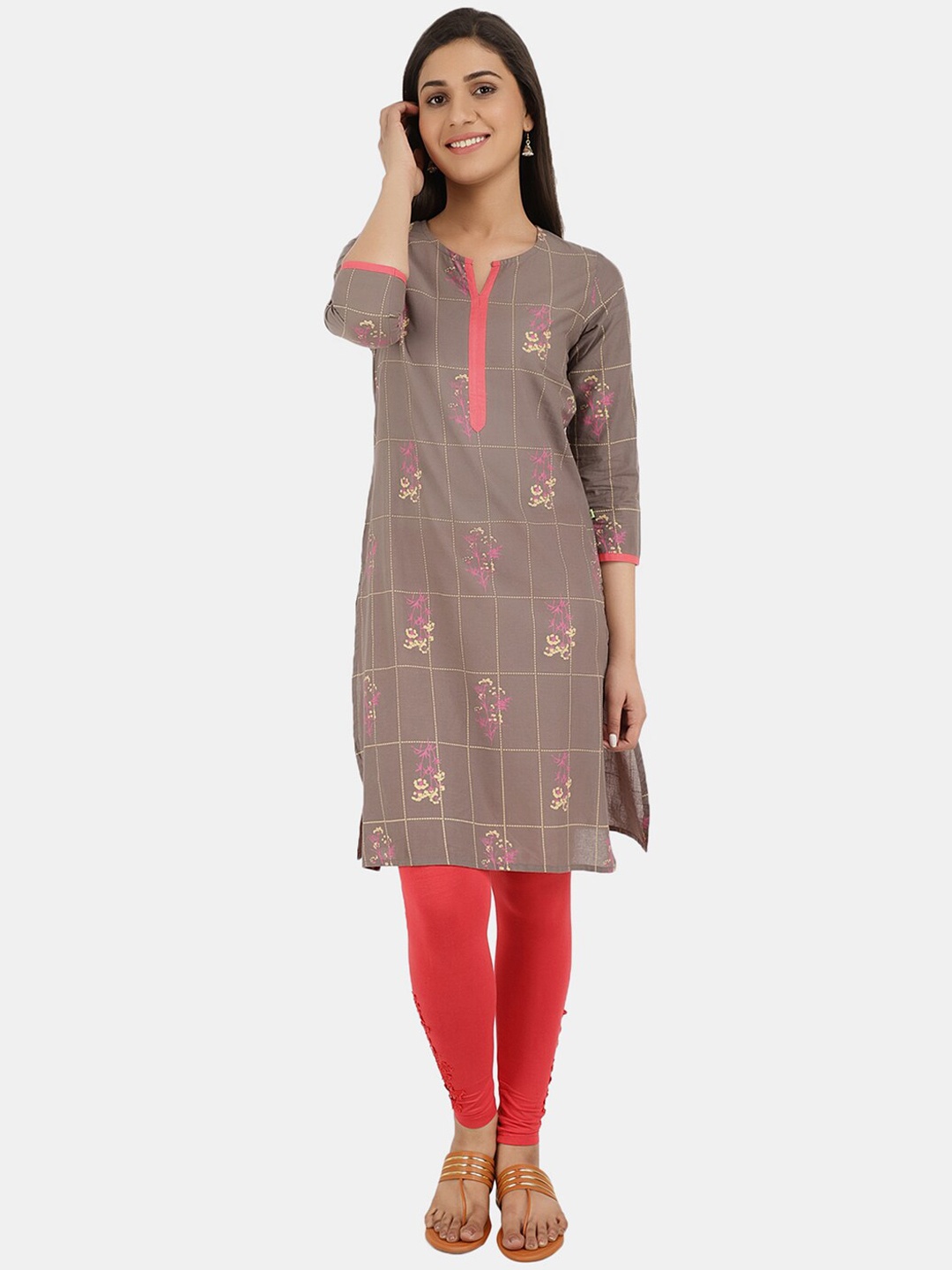 

V-Mart Women Grey Cotton Printed Kurta