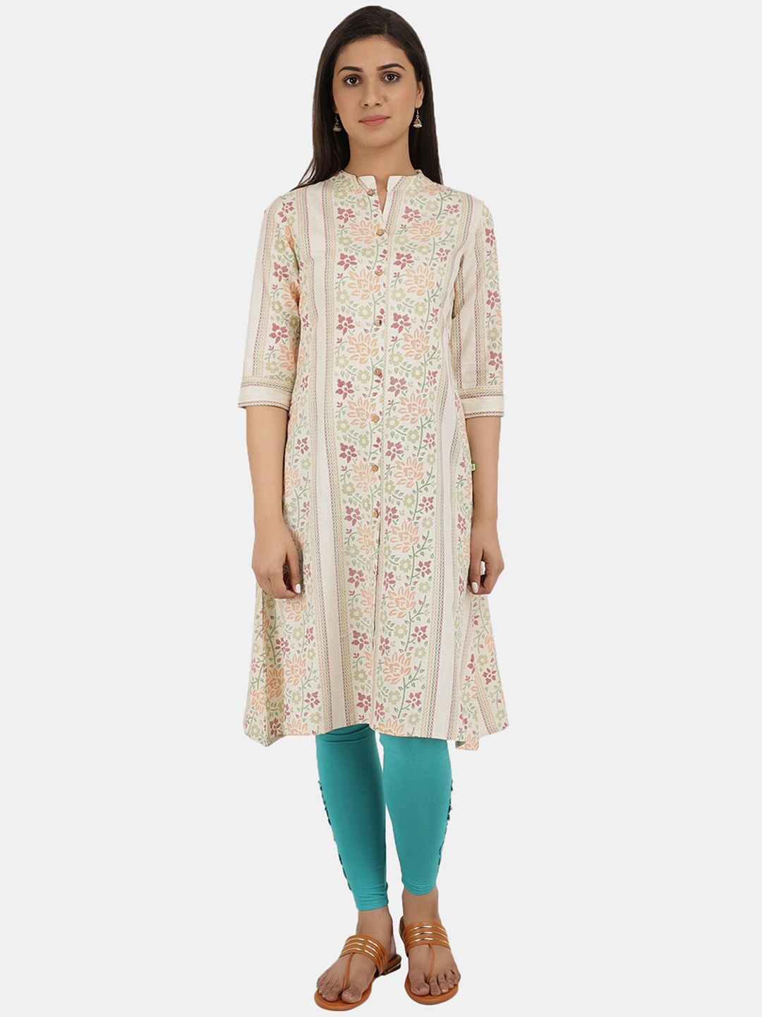 

V-Mart Women Cream-Coloured Ethnic Motifs Printed Kurta