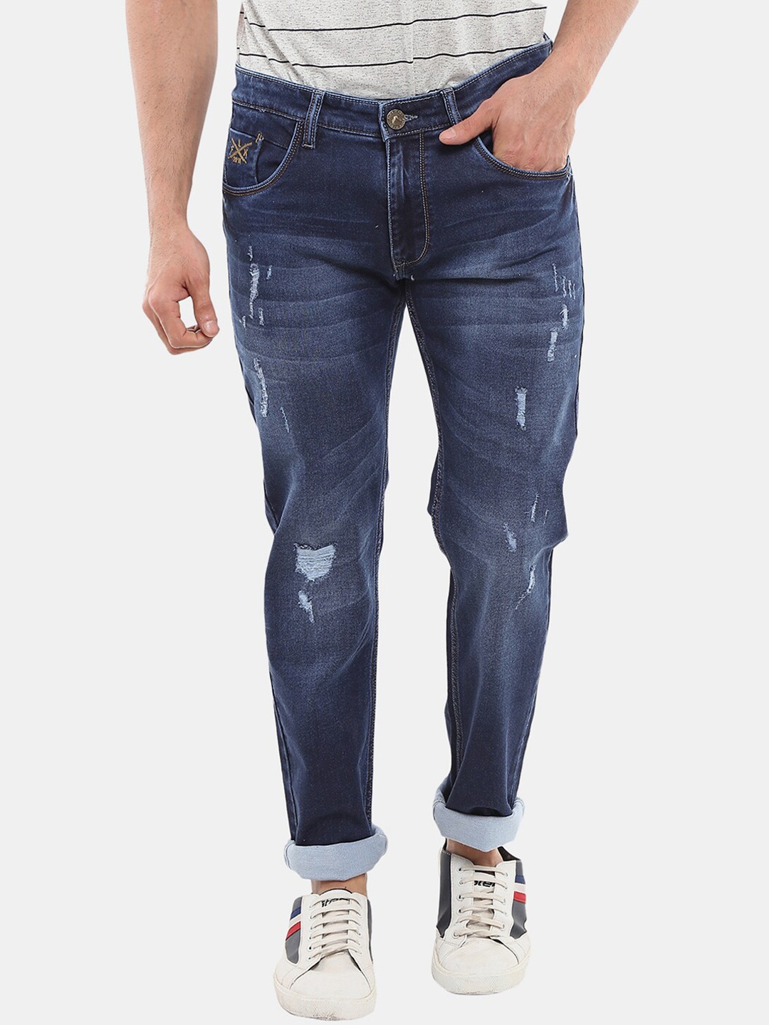 

V-Mart Men Blue Classic Mildly Distressed Light Fade Cotton Jeans