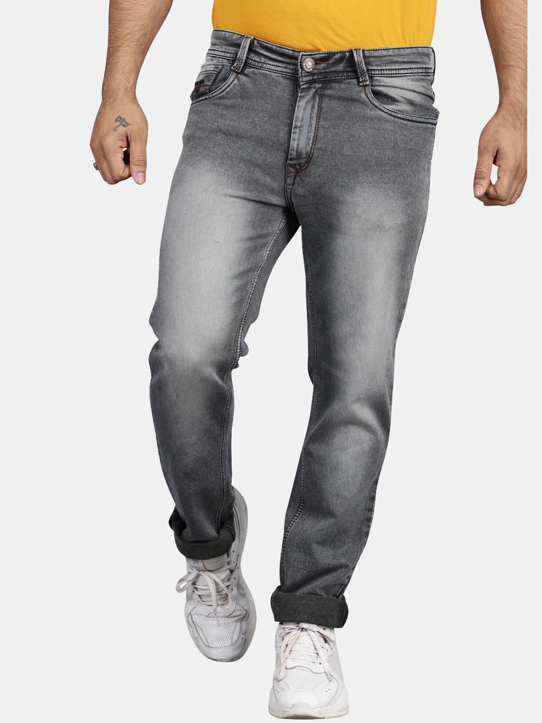 

V-Mart Men Grey Classic Slim Fit Heavy Fade Cotton Jeans