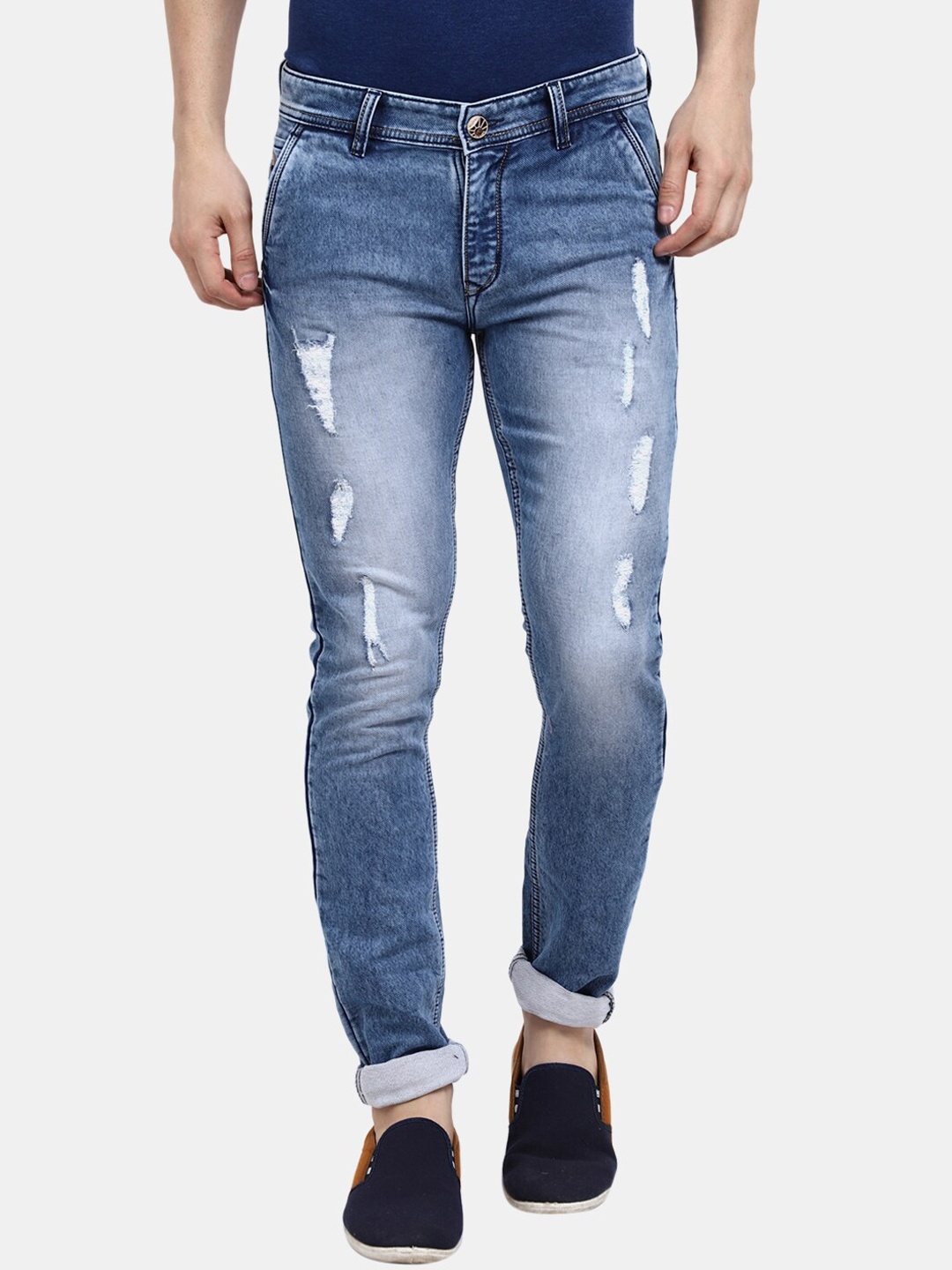 

V-Mart Men Blue Classic Mildly Distressed Heavy Fade Cotton Jeans