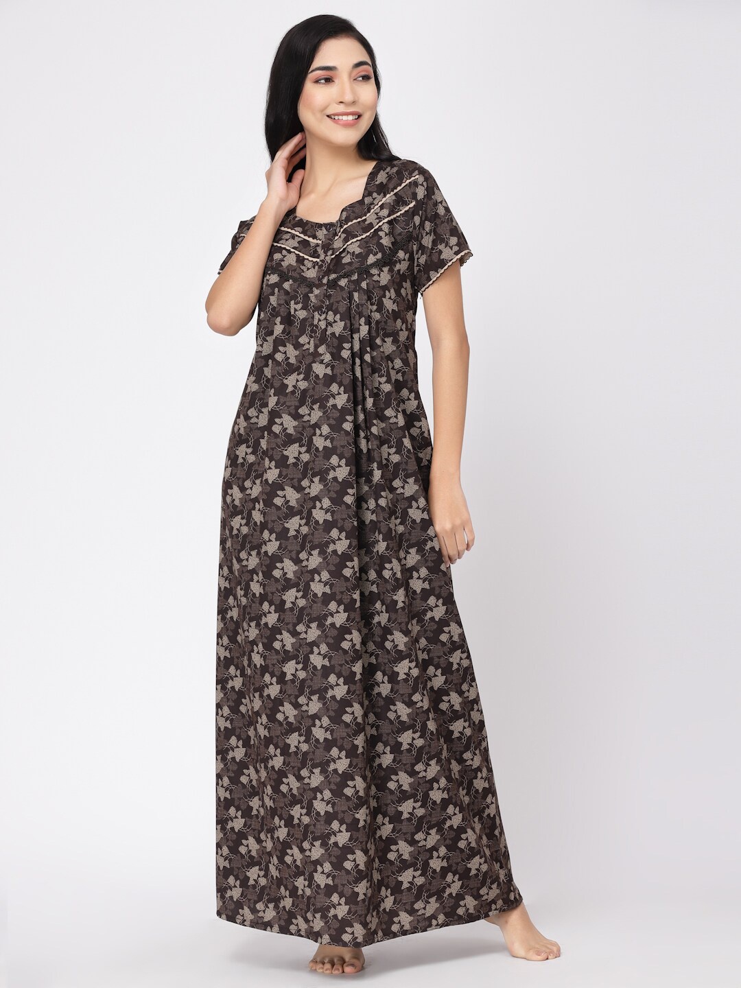 

Sweet Dreams Black Printed Maxi Nightdress