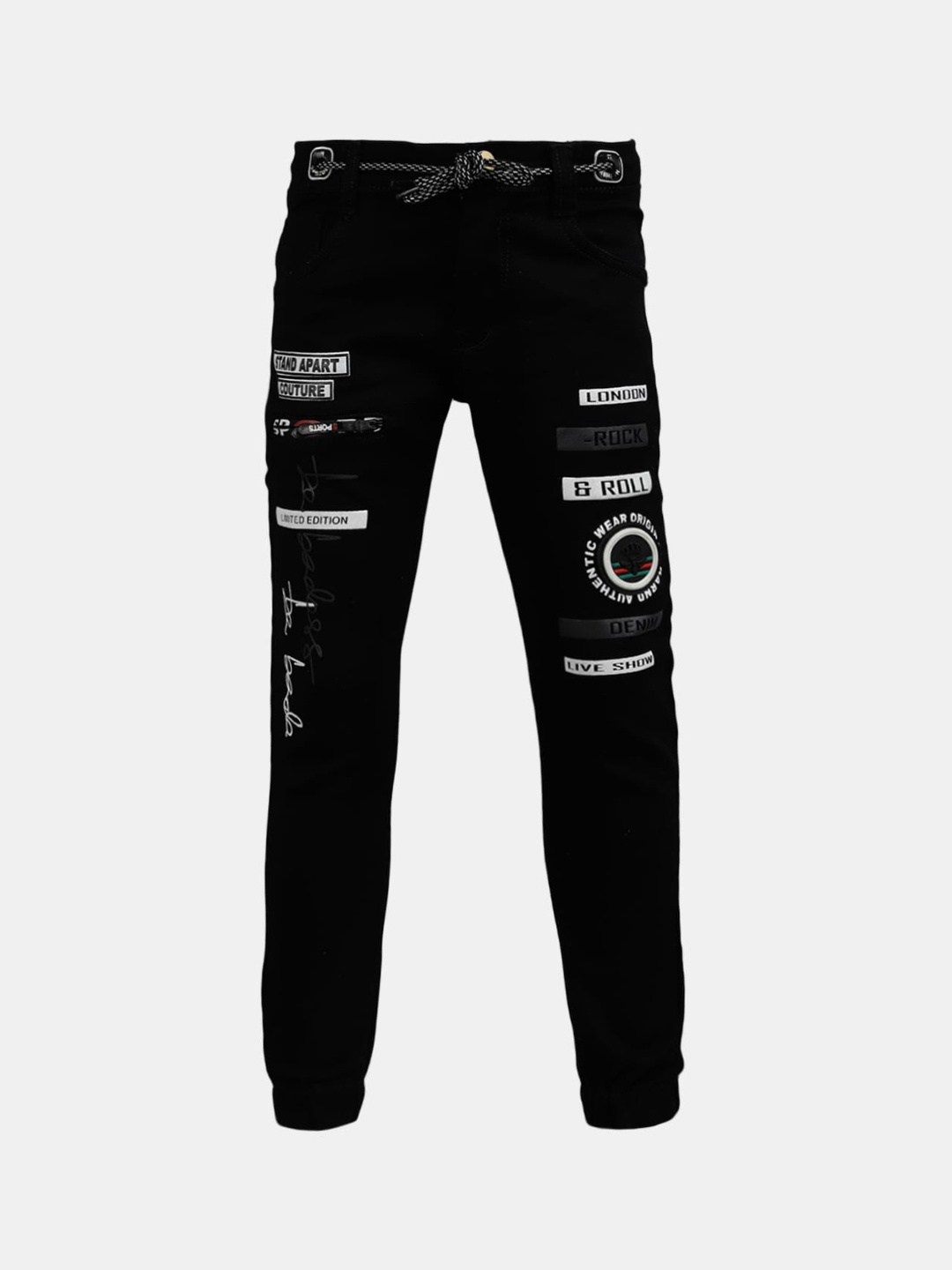 

V-Mart Boys Black Classic Printed Cotton Jeans