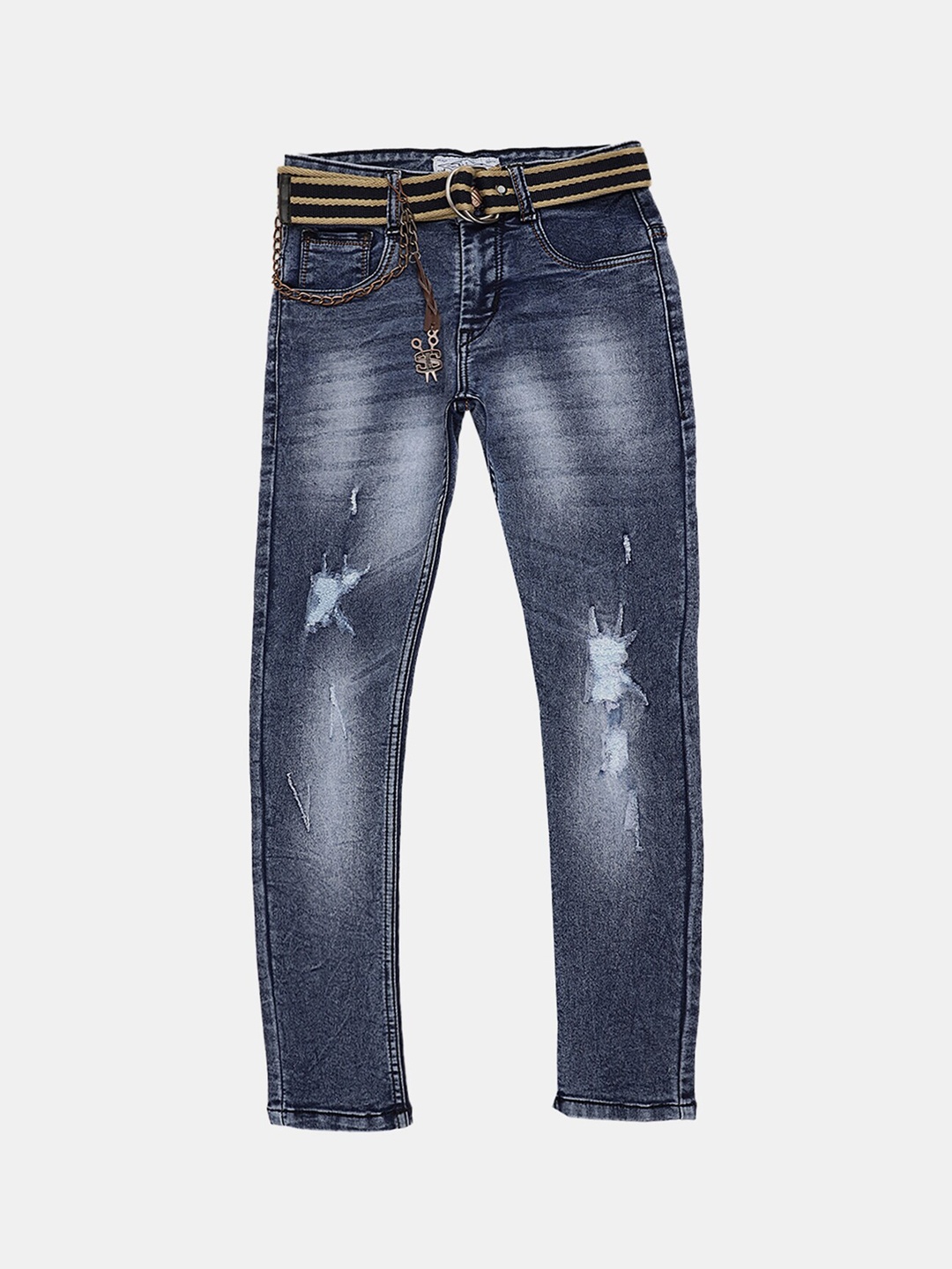

V-Mart Boys Blue Classic Mildly Distressed Heavy Fade Cotton Jeans