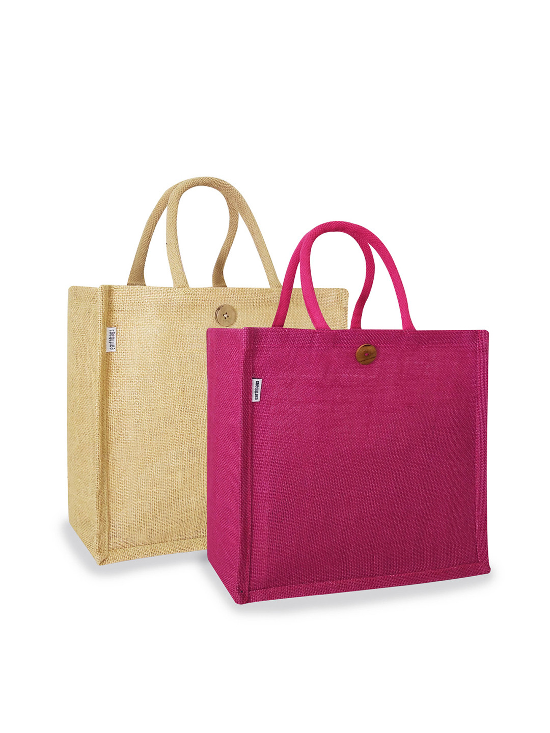 

earthbags Magenta Jute Pack of 2 Shopper Handheld Bag