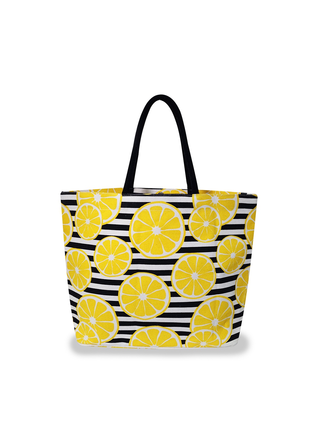 

earthbags Floral Printed Oversized Jute Tote Bag Handbags, Yellow