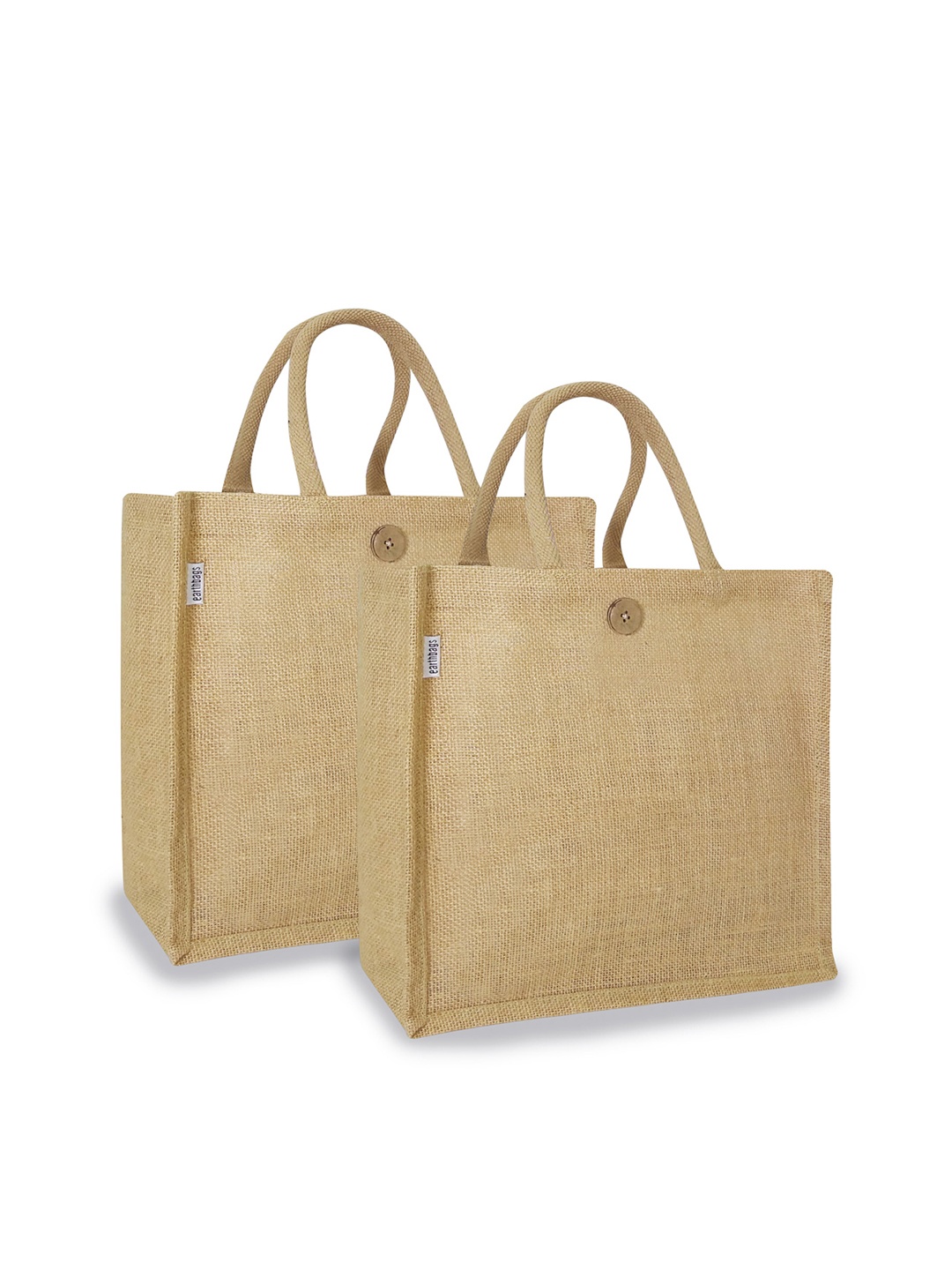 

earthbags Pack of 2 Jute Tote Bag Handbags, Beige