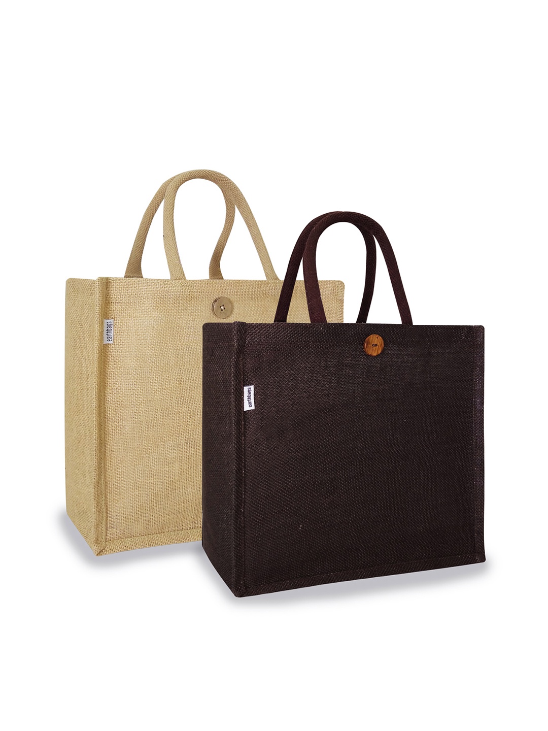 

earthbags Pack of 2 Oversized Jute Tote Bag Handbags, Brown