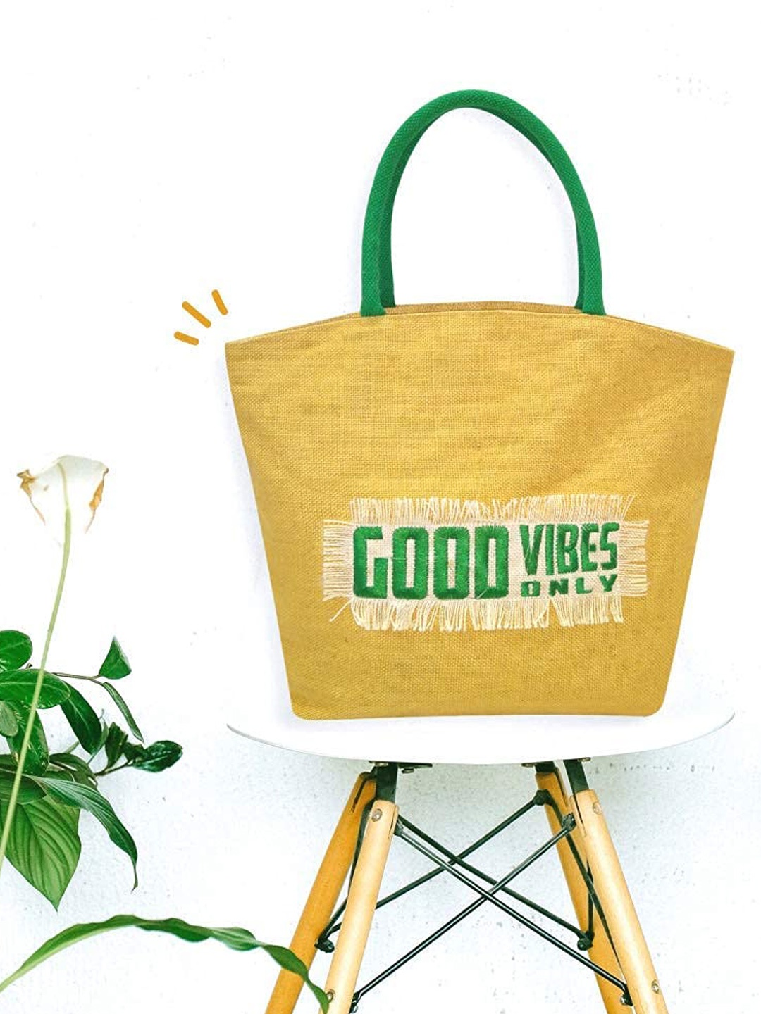 

earthbags Printed Oversized Jute Tote Bag Handbags, Yellow