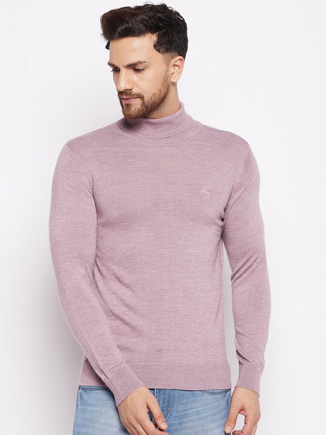 

98 Degree North Men Pink Round Neck Long Sleeves Pullover