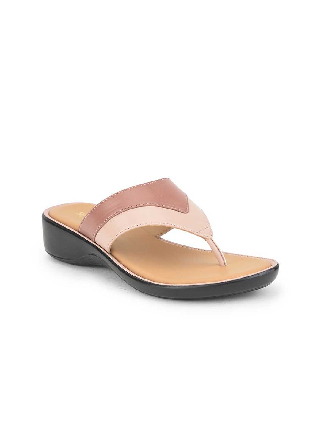 

Liberty Women Colourblocked T-Strap Flats, Peach