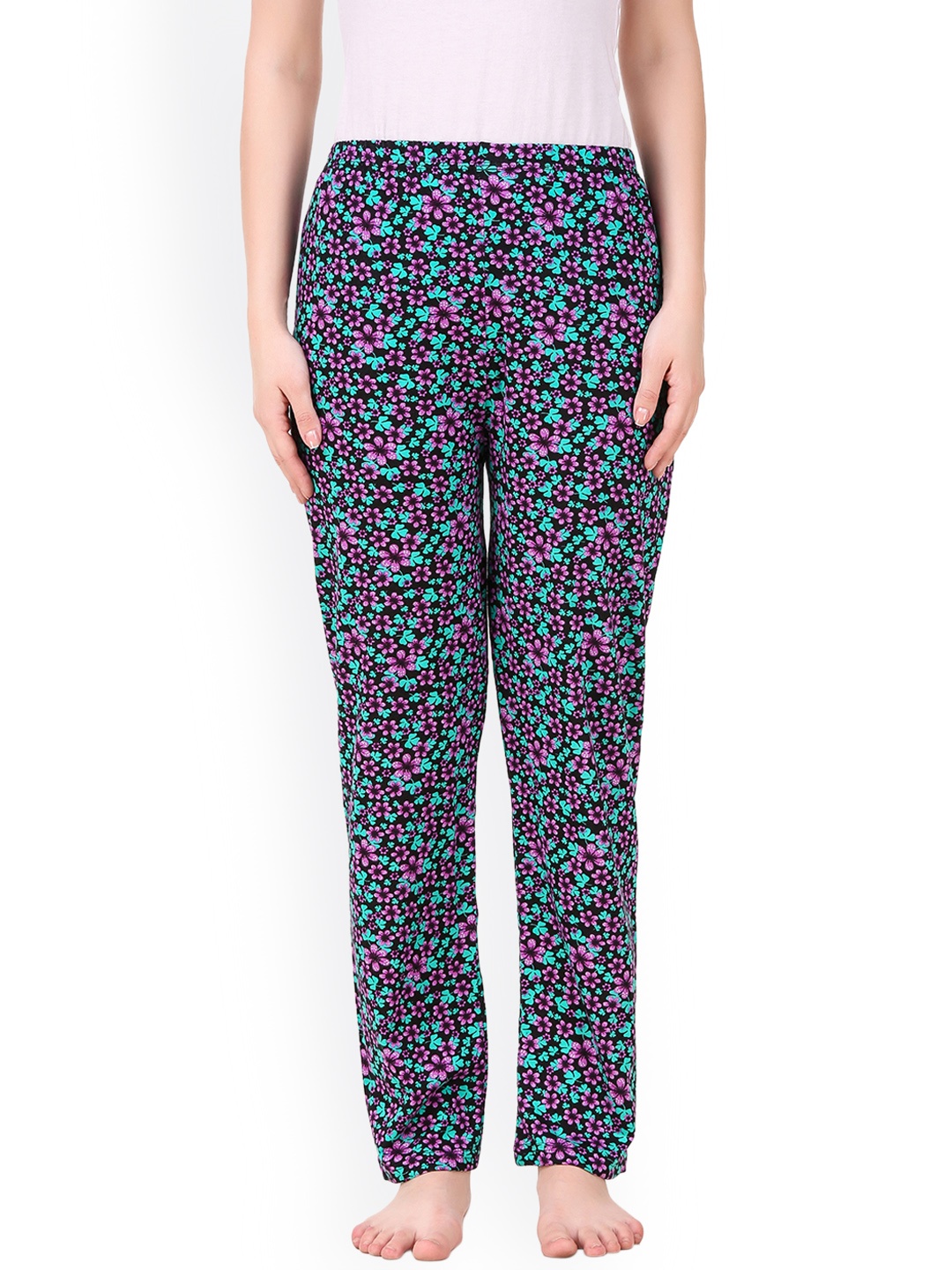 

Masha Black & Purple Floral Print Pyjamas PJ-A3-50