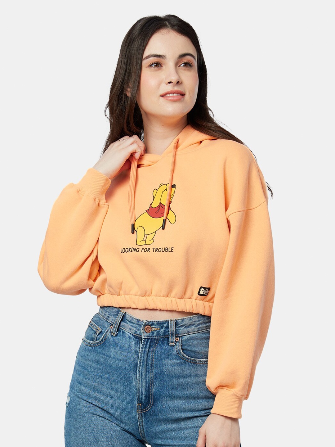 

The Souled Store Women Winnie The Pooh Printed Hooded Oversized Sweatshirt, Peach