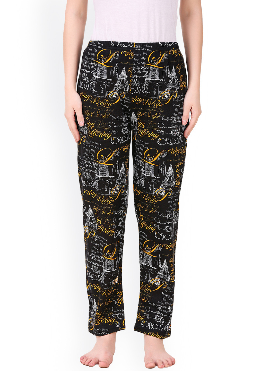 

Masha Black & Yellow Printed Pyjamas PJ-A4-52