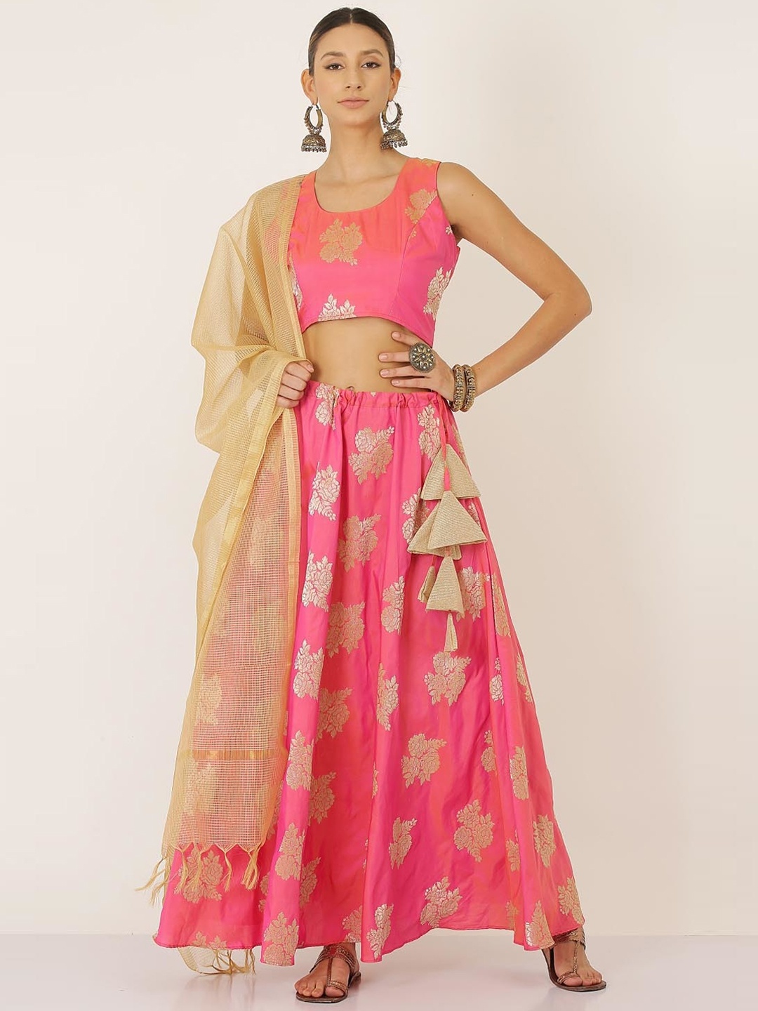 

KAANCHIE NANGGIA Semi-Stitched Lehenga & Blouse With Dupatta, Pink